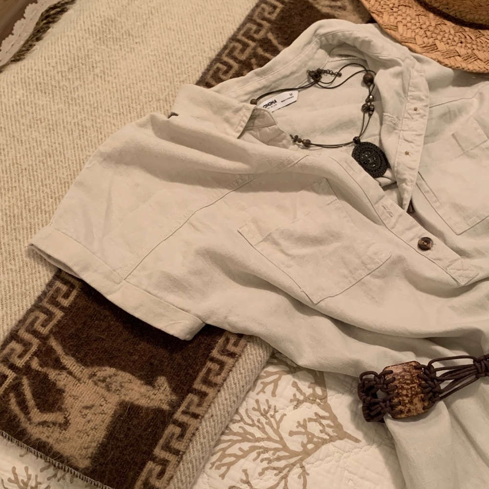 Organic Relaxed Linen Blend Summer Sightseeing 
Hiking (M) Excellent Condition